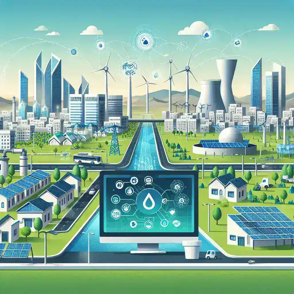 "صورة تظهر نظاماً ذكياً لإدارة المياه في مدينة سعودية، يستخدم تقنية الرؤية الحاسوبية لتقليل الفاقد وتحسين كفاءة الموارد المائية في المدن الذكية بالمملكة العربية السعودية."