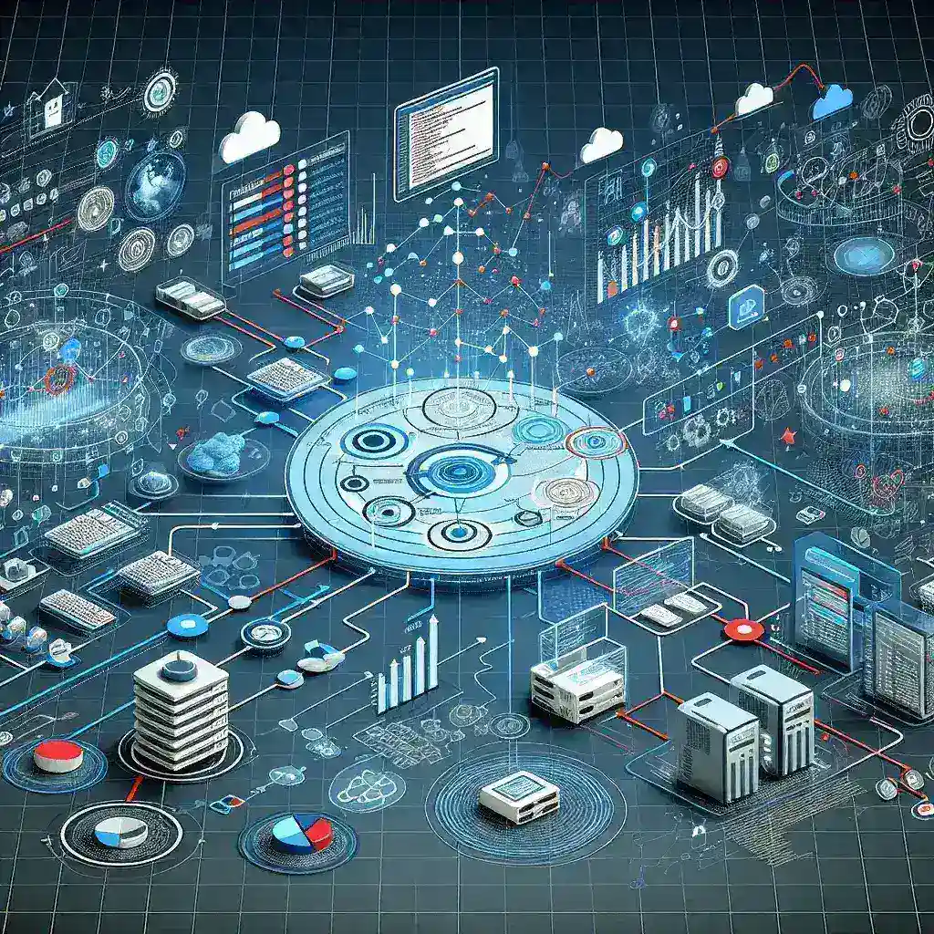 "صورة توضح منصات أتمتة اختبارات التكامل المتقدمة مع واجهة مستخدم متقدمة، تعكس تقنيات حديثة في اختيار الحلول الأمثل لاختبارات البرمجيات."