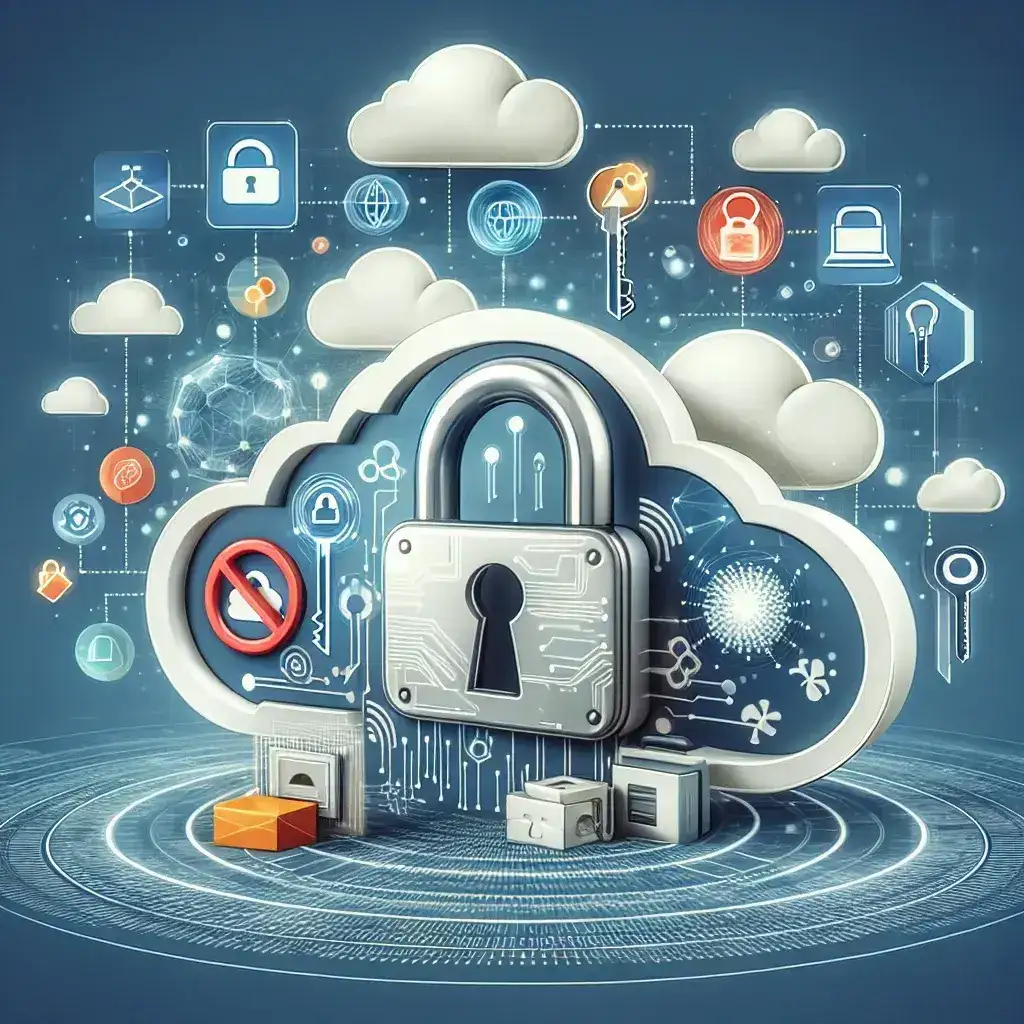 "صورة توضيحية لحلول إدارة الأسرار والمفاتيح الأمنية في البيئات السحابية مع رسومات بيانية تشير إلى استراتيجيات الحماية المتقدمة"